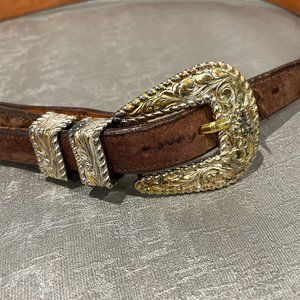 Crumrine Heavy Silver Plate on Jeweller's Bronze Belt, size 34
